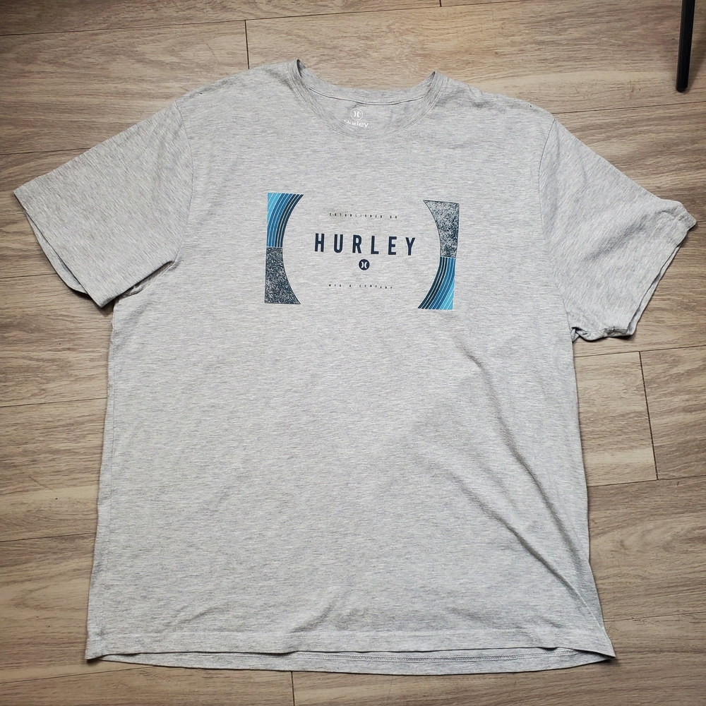Hurley Graphic T-Shirt Size XXL Gray Short Sleeve 2XL